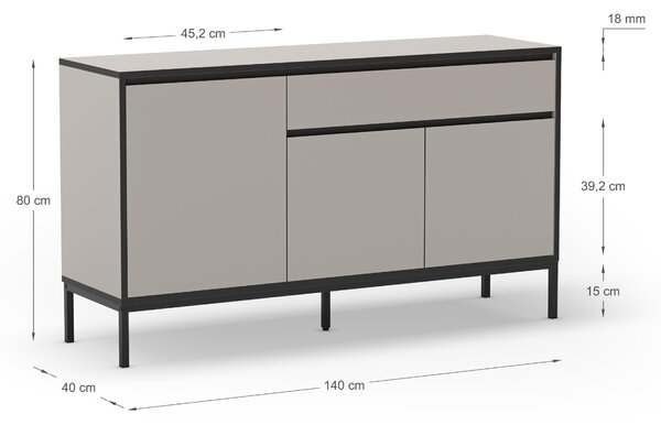 Marckeric Krémová lakovaná komoda Lorenza 140 x 40 cm