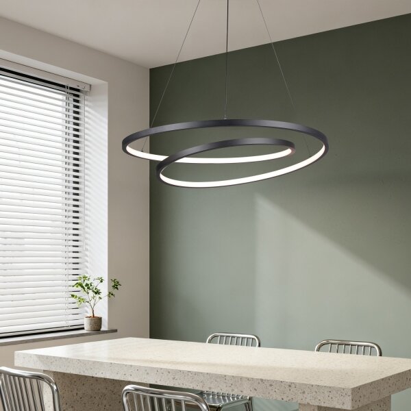 Brilagi-LED Stmívatelný lustr na lanku TWISTER LED/75W/230V pr. 70 cm černá +DO