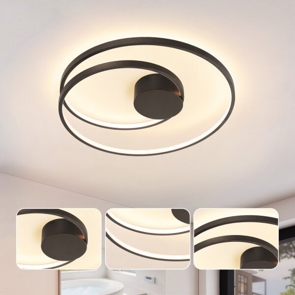Brilagi- LED Stmívat. stropní svítidlo TWISTER LED/48W/230V pr. 50 cm černá +DO