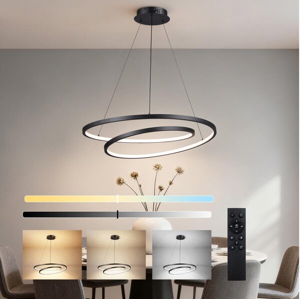 Brilagi-LED Stmívatelný lustr na lanku TWISTER LED/75W/230V pr. 70 cm černá +DO
