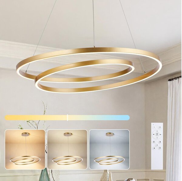 Brilagi-LED Stmívatelný lustr na lanku TWISTER LED/105W/230V pr.100 cm zlatá+DO