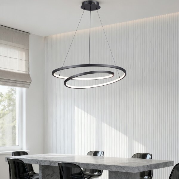 Brilagi-LED Stmívatelný lustr na lanku TWISTER LED/75W/230V pr. 70 cm černá +DO