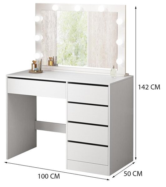 Kosmetický Stolek Na Make-Up S Led Zrcadlem Moderní Glamour Loft 100 Cm