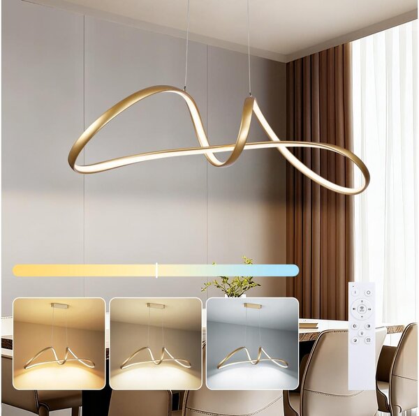 Brilagi-LED Stmívatelný lustr na lanku TWISTER LED/60W/230V 3000-6000K zlatá+DO
