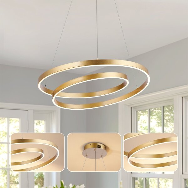 Brilagi-LED Stmívatelný lustr na lanku TWISTER LED/48W/230V pr. 50 cm zlatá +DO