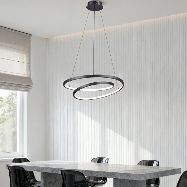 Brilagi-LED Stmívatelný lustr na lanku TWISTER LED/48W/230V pr. 50 cm černá +DO