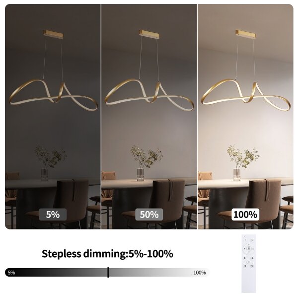 Brilagi-LED Stmívatelný lustr na lanku TWISTER LED/60W/230V 3000-6000K zlatá+DO