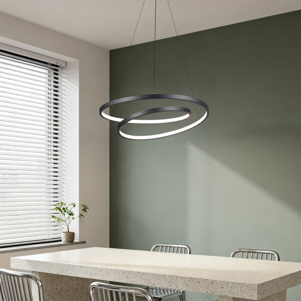 Brilagi-LED Stmívatelný lustr na lanku TWISTER LED/48W/230V pr. 50 cm černá +DO