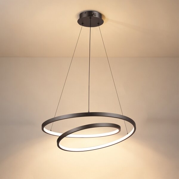 Brilagi-LED Stmívatelný lustr na lanku TWISTER LED/48W/230V pr. 50 cm černá +DO