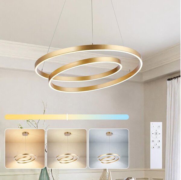 Brilagi-LED Stmívatelný lustr na lanku TWISTER LED/48W/230V pr. 50 cm zlatá +DO