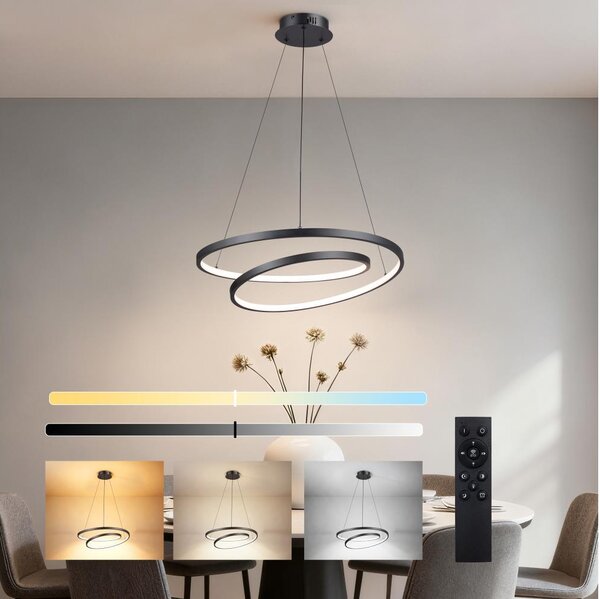 Brilagi-LED Stmívatelný lustr na lanku TWISTER LED/48W/230V pr. 50 cm černá +DO