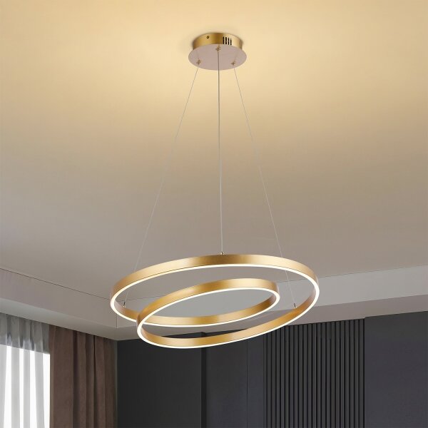 Brilagi-LED Stmívatelný lustr na lanku TWISTER LED/48W/230V pr. 50 cm zlatá +DO