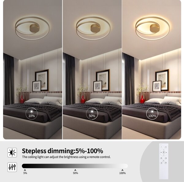 Brilagi- LED Stmívat. stropní svítidlo TWISTER LED/48W/230V pr. 50 cm zlatá +DO