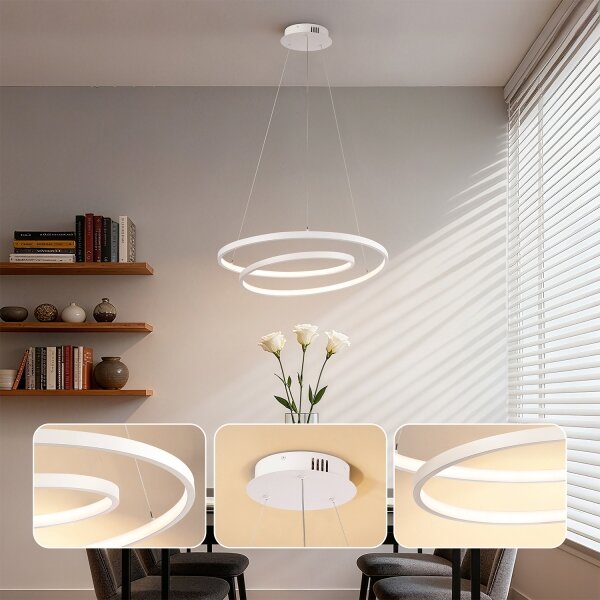 Brilagi-LED Stmívatelný lustr na lanku TWISTER LED/48W/230V pr. 50 cm bílá + DO