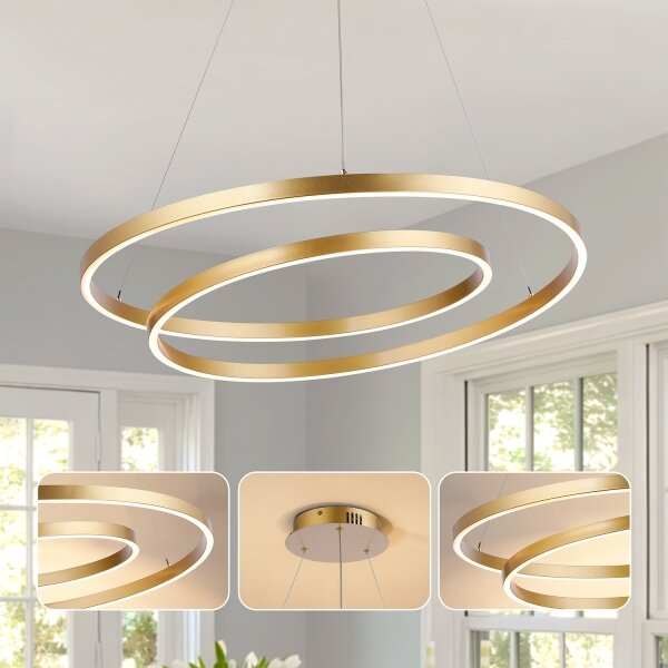 Brilagi-LED Stmívatelný lustr na lanku TWISTER LED/75W/230V pr. 70 cm zlatá +DO