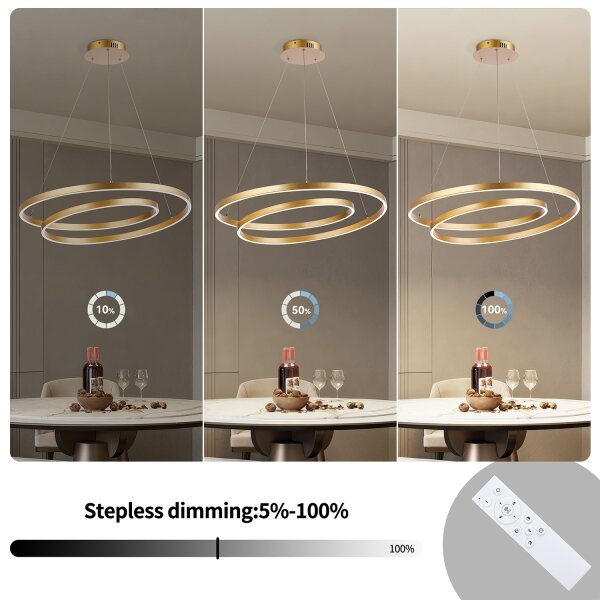 Brilagi-LED Stmívatelný lustr na lanku TWISTER LED/75W/230V pr. 70 cm zlatá +DO