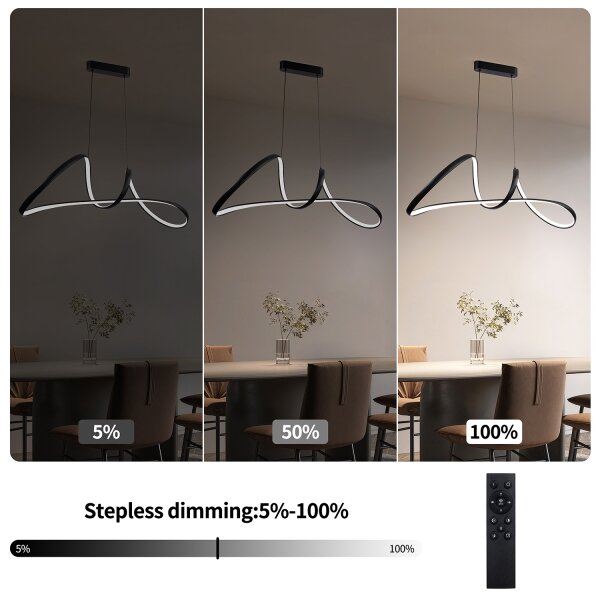 Brilagi-LED Stmívatelný lustr na lanku TWISTER LED/60W/230V 3000-6000K černá+DO