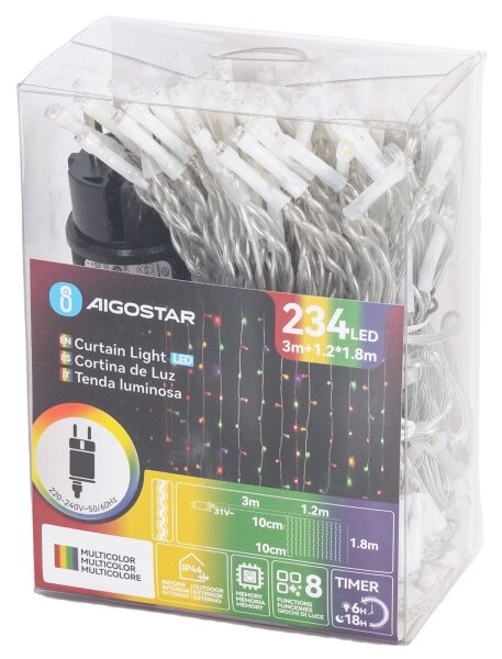 Aigostar - LED Venkovní řetěz 234xLED/8 funkcí 1,2x1,8 m IP44 multicolor