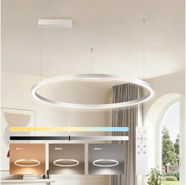 Brilagi-LED Stmívat. lustr na lanku PORTOFINO LED/60W/230V pr. 80 cm stříbrná+DO