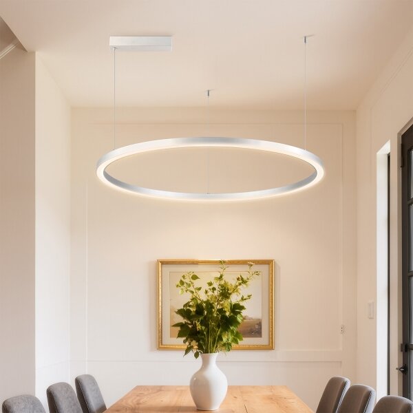Brilagi-LED Stmívat. lustr na lanku PORTOFINO LED/60W/230V pr. 80 cm stříbrná+DO