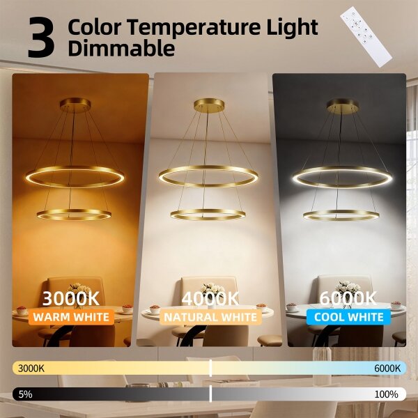 Brilagi - LED Stmívat. lustr na lanku PORTOFINO LED/98W/230V pr. 80 cm zlatá +DO
