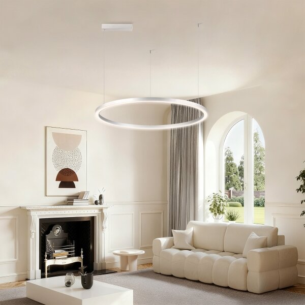 Brilagi-LED Stmívat. lustr na lanku PORTOFINO LED/60W/230V pr. 80 cm stříbrná+DO