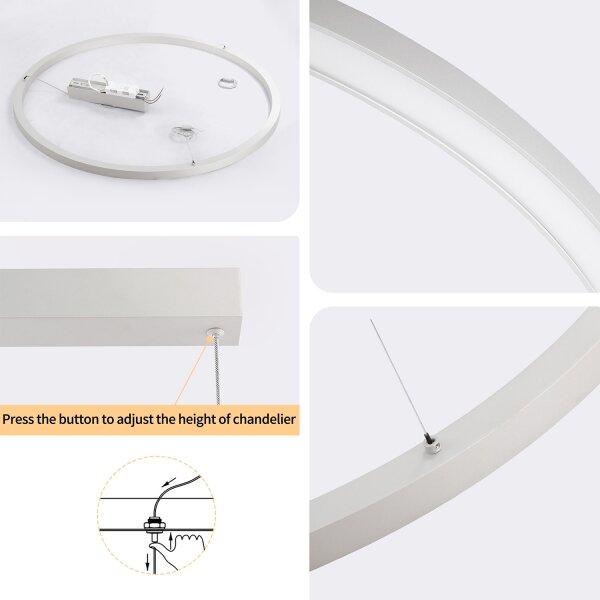 Brilagi-LED Stmívat. lustr na lanku PORTOFINO LED/60W/230V pr. 80 cm stříbrná+DO
