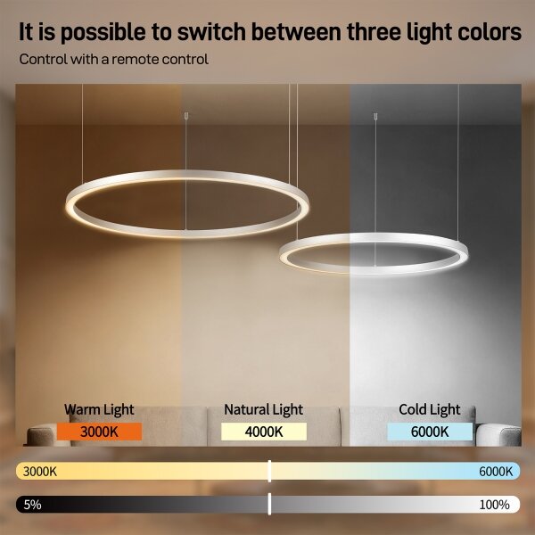 Brilagi - LED Stmívatelný lustr na lanku PORTOFINO LED/98W/230V stříbrná + DO