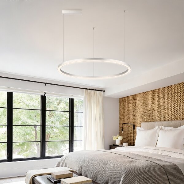 Brilagi-LED Stmívat. lustr na lanku PORTOFINO LED/60W/230V pr. 80 cm stříbrná+DO