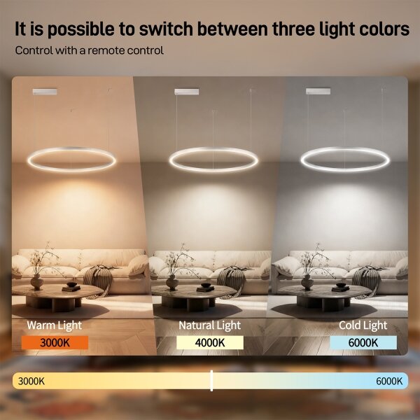 Brilagi-LED Stmívat. lustr na lanku PORTOFINO LED/60W/230V pr. 80 cm stříbrná+DO