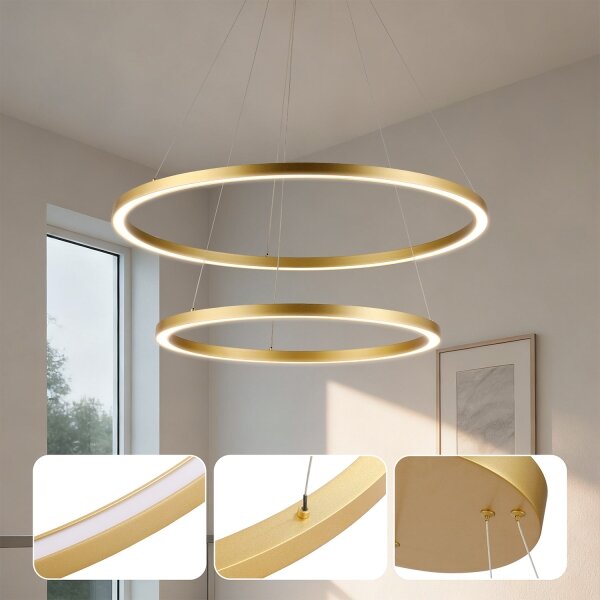 Brilagi - LED Stmívat. lustr na lanku PORTOFINO LED/98W/230V pr. 80 cm zlatá +DO