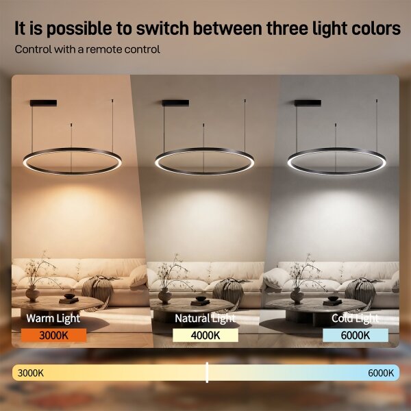 Brilagi - LED Stmívat. lustr na lanku PORTOFINO LED/60W/230V pr. 80 cm černá +DO