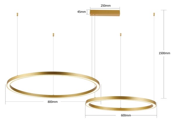 Brilagi - LED Stmívatelný lustr na lanku PORTOFINO LED/98W/230V zlatá +DO