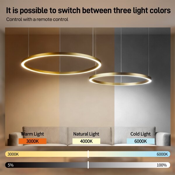 Brilagi - LED Stmívatelný lustr na lanku PORTOFINO LED/98W/230V zlatá +DO