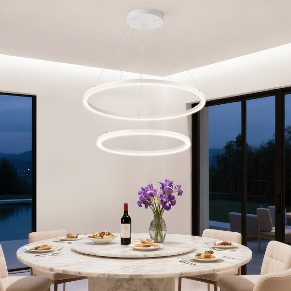 Brilagi - LED Stmívat. lustr na lanku PORTOFINO LED/98W/230V pr. 80 cm bílá +DO