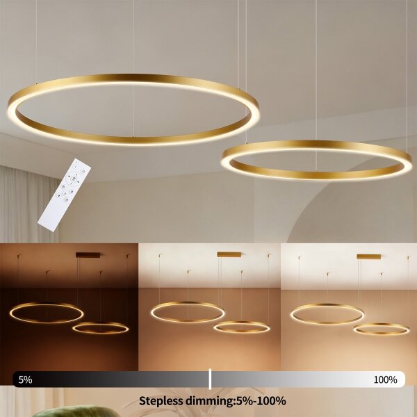 Brilagi - LED Stmívatelný lustr na lanku PORTOFINO LED/98W/230V zlatá +DO