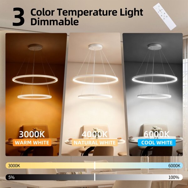 Brilagi - LED Stmívat. lustr na lanku PORTOFINO LED/98W/230V pr. 80 cm bílá +DO