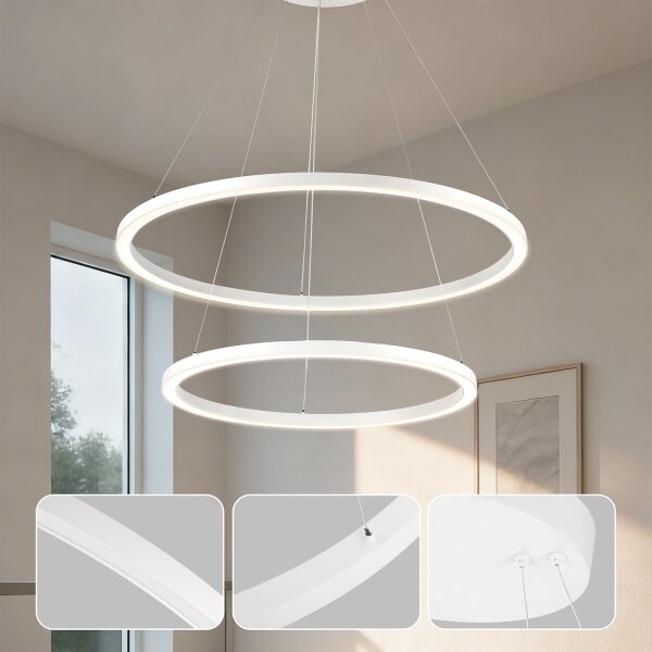 Brilagi - LED Stmívat. lustr na lanku PORTOFINO LED/98W/230V pr. 80 cm bílá +DO