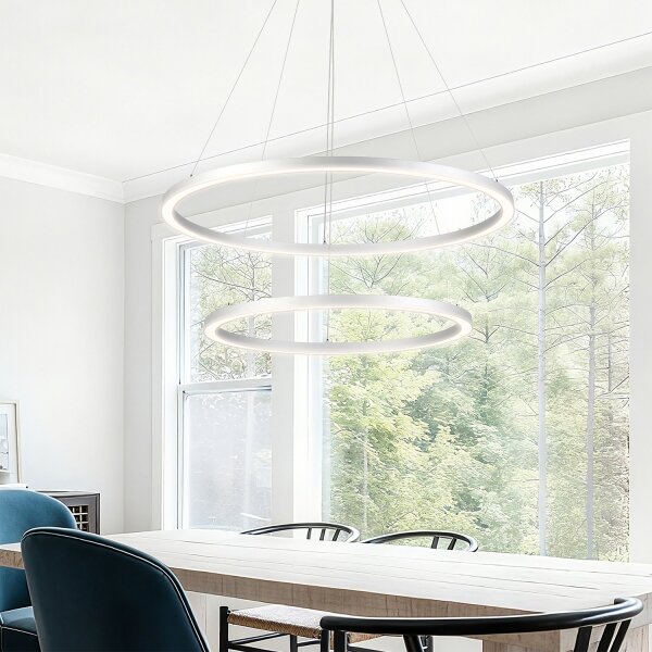 Brilagi-LED Stmívat. lustr na lanku PORTOFINO LED/98W/230V pr. 80 cm stříbrná+DO