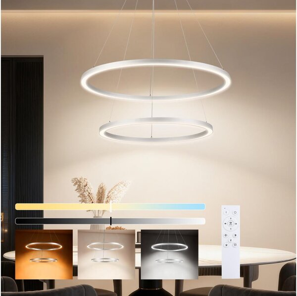 Brilagi-LED Stmívat. lustr na lanku PORTOFINO LED/98W/230V pr. 80 cm stříbrná+DO