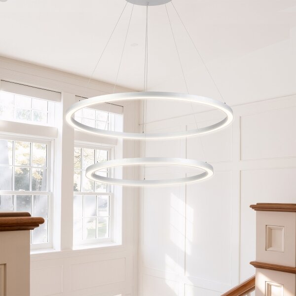 Brilagi-LED Stmívat. lustr na lanku PORTOFINO LED/98W/230V pr. 80 cm stříbrná+DO