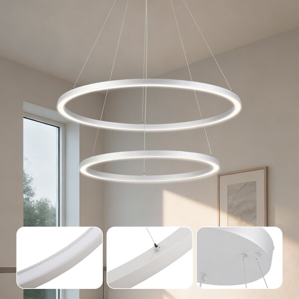 Brilagi-LED Stmívat. lustr na lanku PORTOFINO LED/98W/230V pr. 80 cm stříbrná+DO