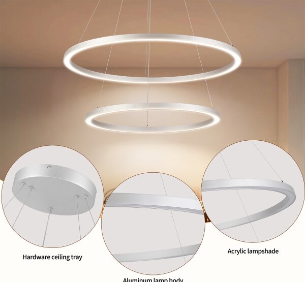 Brilagi-LED Stmívat. lustr na lanku PORTOFINO LED/98W/230V pr. 80 cm stříbrná+DO