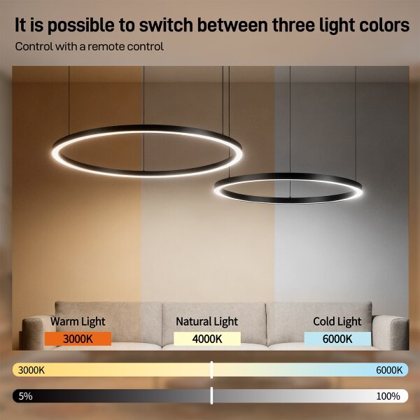 Brilagi - LED Stmívatelný lustr na lanku PORTOFINO LED/98W/230V černá + DO