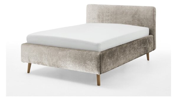 Béžová čalouněná dvoulůžková postel s úložným prostorem s roštem 140x200 cm Mattis - Meise Möbel