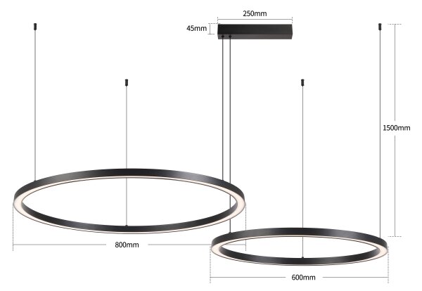 Brilagi - LED Stmívatelný lustr na lanku PORTOFINO LED/98W/230V černá + DO