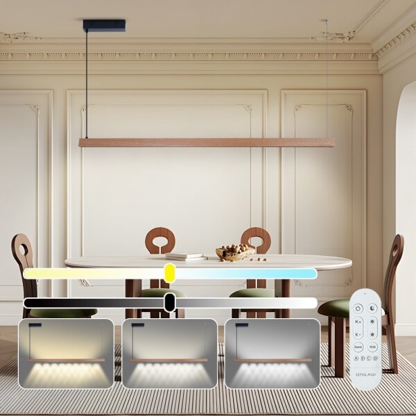 Immax NEO 07304L - LED Stm lustr na lanku MADEIRA 33W/230V Wi-Fi Tuya 152 cm dub