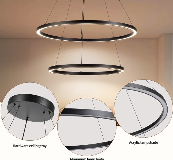 Brilagi - LED Stmívat. lustr na lanku PORTOFINO LED/98W/230V pr. 80 cm černá +DO