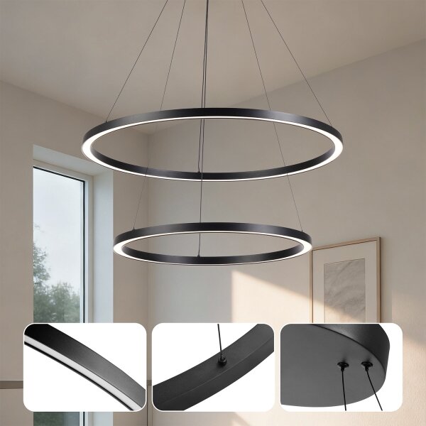 Brilagi - LED Stmívat. lustr na lanku PORTOFINO LED/98W/230V pr. 80 cm černá +DO