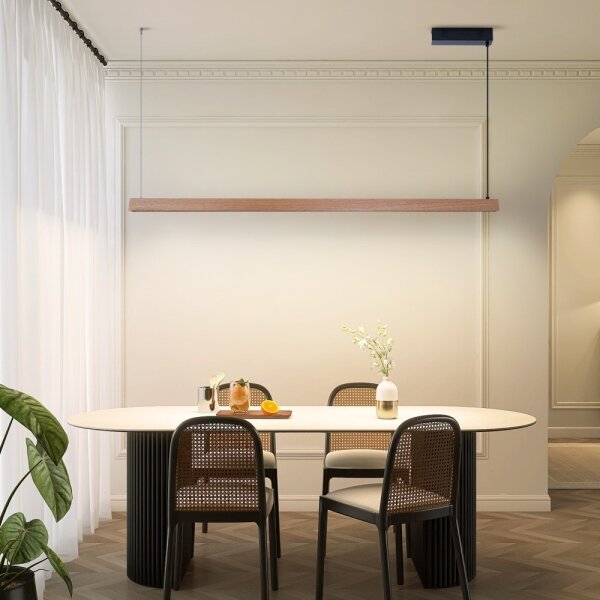 Immax NEO 07304L - LED Stm lustr na lanku MADEIRA 33W/230V Wi-Fi Tuya 152 cm dub